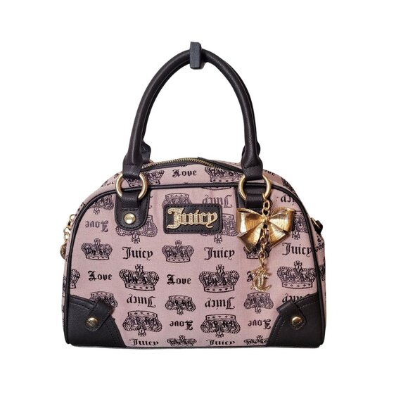 Juicy Couture Light Pink & Brown Trim Crossbody Satchel Bag - Picture 12 of 16